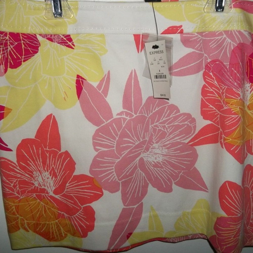 NWT Express size 4 floral skirt white and pink